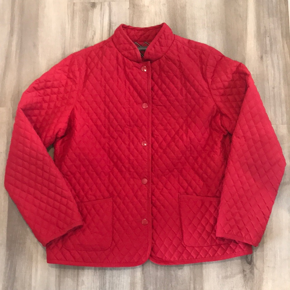 Liz Claiborne, Red, Quilted Jacket, Snap Front, Size 16